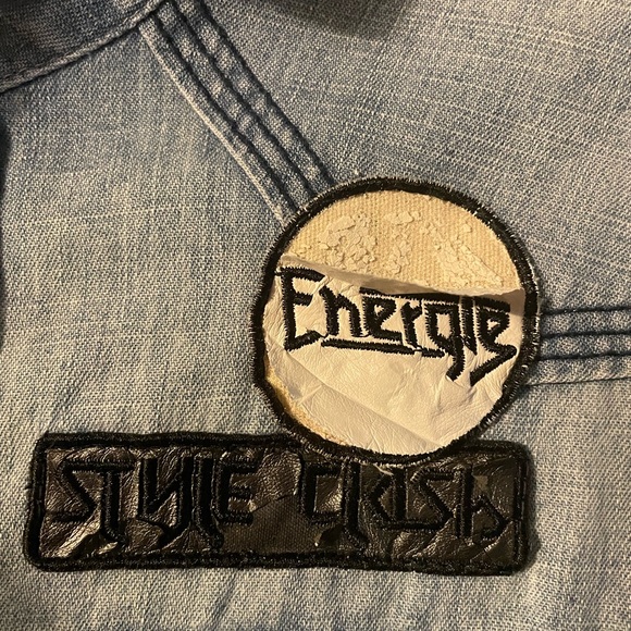 Denim unisex denim Energie shirt with patches. - Picture 3 of 6